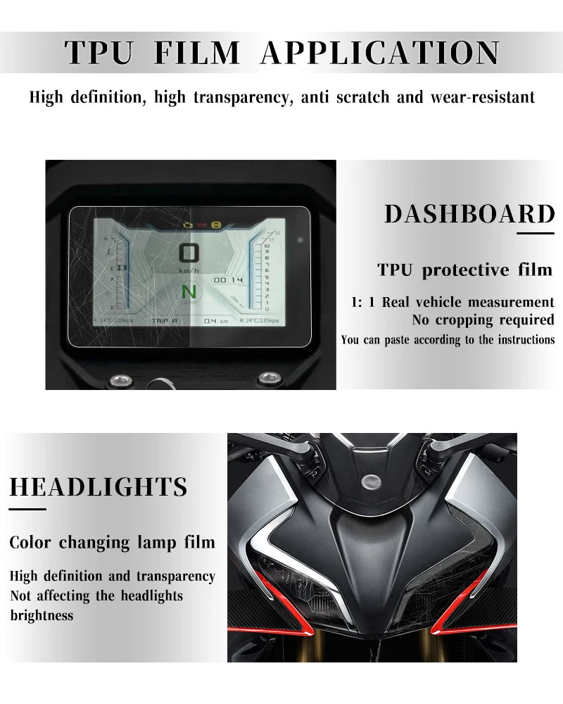 Headlight film taillight film instrument film transparent protection film water For CFMOTO 675SR-R SR650 650 SR 650sr sr650 2024
