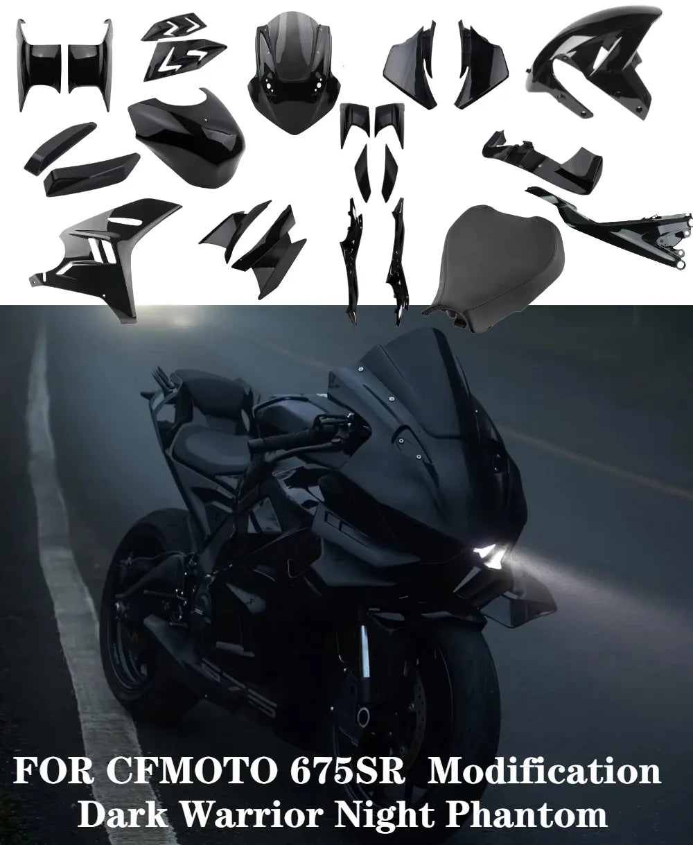 for cfmoto 675SR 675SS Modification Black Knight Windshield.Dark Warrior Night Phantom.Deflector,Air Diffuser,Side Wing,Lip,