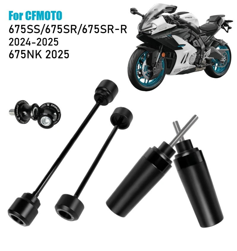 CFMOTO 675SS 675SR 675SR-R 675NK Frame Sliders Guard Black CNC Production Motorcycle Wheel Axle Fork Crash Protector Swingarm Spools