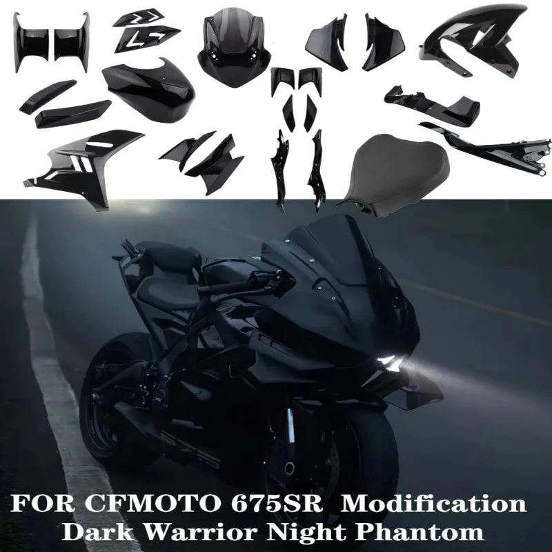 for cfmoto 675SR 675SS Modification Black Knight Windshield.Dark Warrior Night Phantom.Deflector,Air Diffuser,Side Wing,Lip,