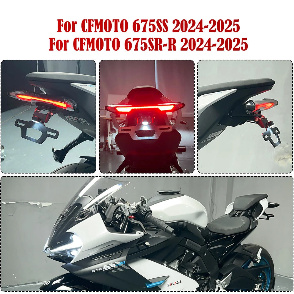 2025 For CFMOTO 675SS 675SR-R 675NK 675SR 2026 Adjustable Registration License Plate Bracket Holder Tail Tidy Fender Eliminator